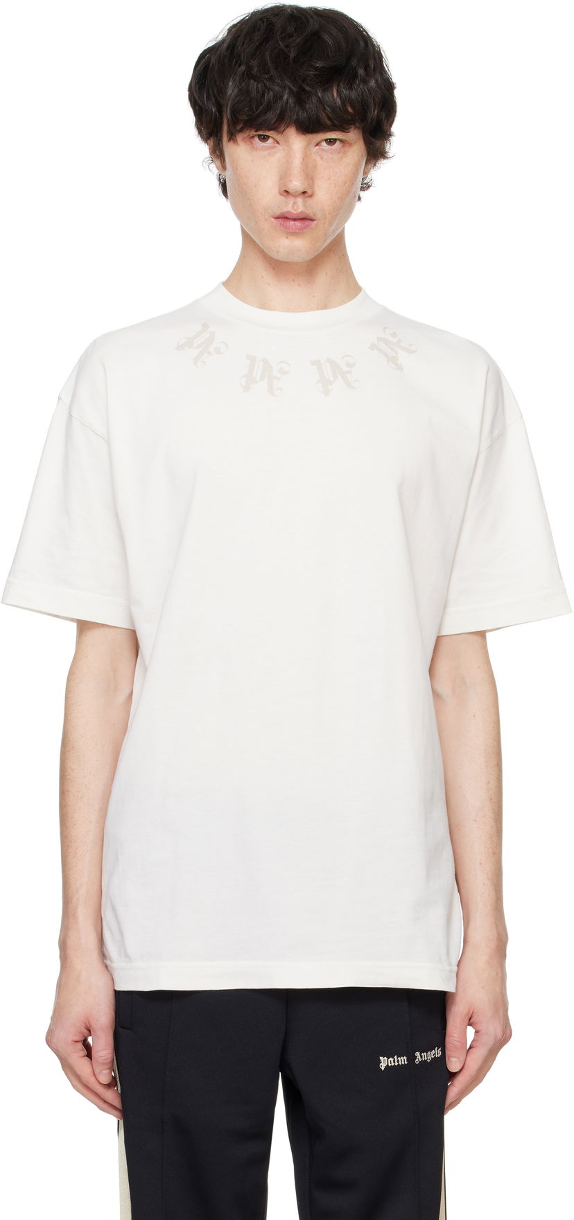 Majica kratkih rukava Palm Angels Statement Monogram Bijela | PMAA001F24JER0030320