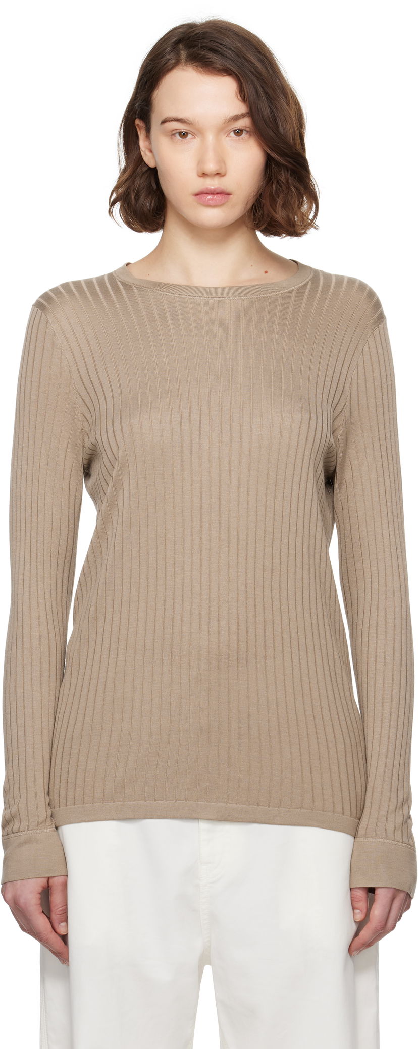 Džemper The Row The Row Keya Ribbed Knit Sweater Bež | 8970-Y913