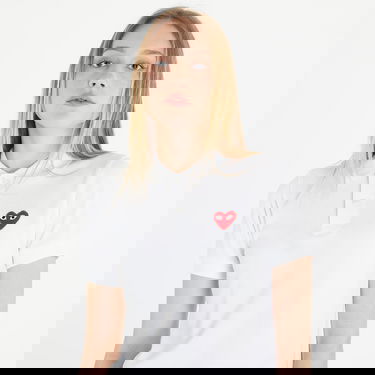 Majica kratkih rukava Comme des Garçons PLAY Heart Logo Polo Short Sleeve Tee Bijela | AZT005 white, 3