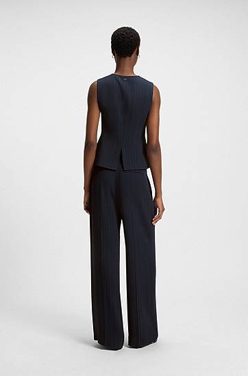 Prsluk BOSS BOSS Pinstripe Single-Breasted Waistcoat Tamnoplava | 50548493, 1