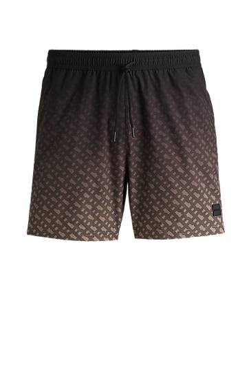 Kupaći kostimi BOSS Degradé Monogram Print Swim Shorts with Logo Badge Crna | 50534343