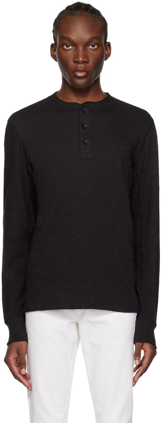 Majica kratkih rukava rag & bone Flame Long Sleeve Henley Crna | M000T676G