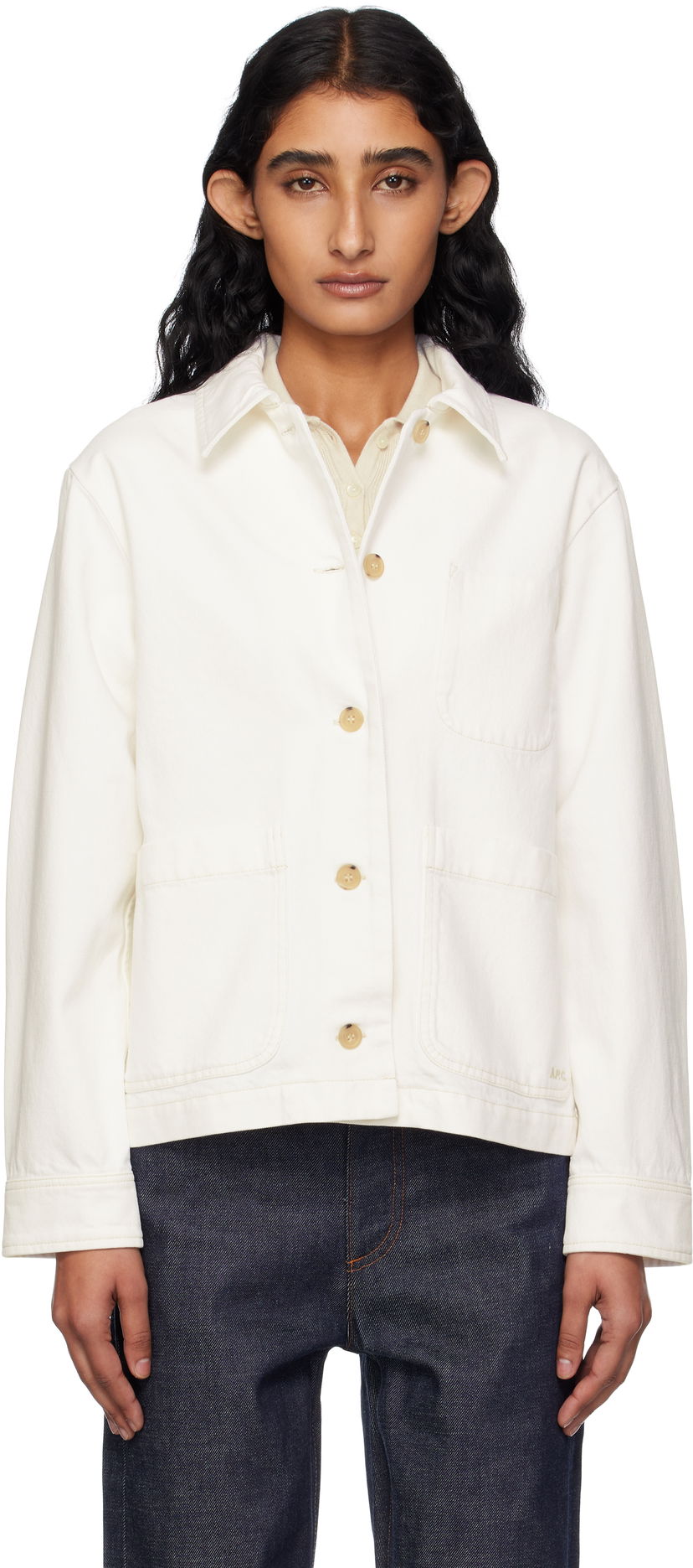 Jakna A.P.C. A.P.C. Nikkie Denim Jacket Bijela | COGZV-F02937
