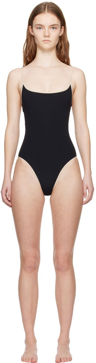 Kupaći kostimi TOTEME TOTEME Stripe Edge One-Piece Swimsuit Crna | 241-WSW1031-FB0097