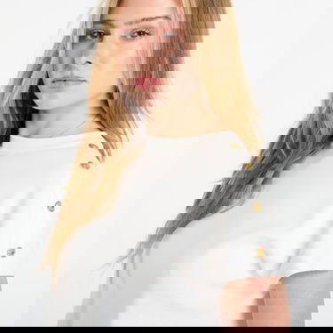 Majica kratkih rukava Tommy Hilfiger Tommy Hilfiger Gold Button Short Sleeve T-Shirt Bijela | WW0WW47455 YA8, 1