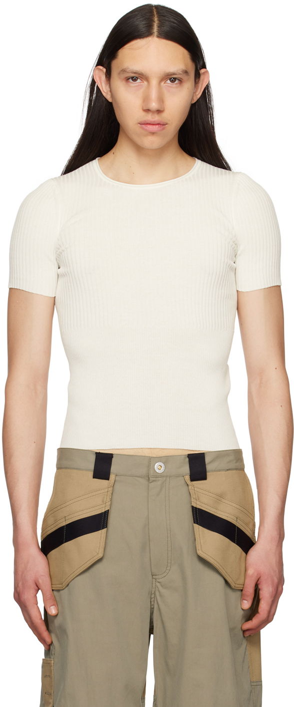 Crop top Dion Lee Dion Lee Gradient Rib T-Shirt Bijela | C7192S23