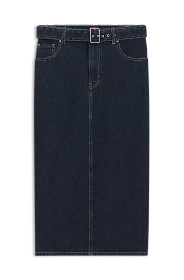 Suknja BOSS Buckled Belt Midi Denim Skirt Plava | 50541495