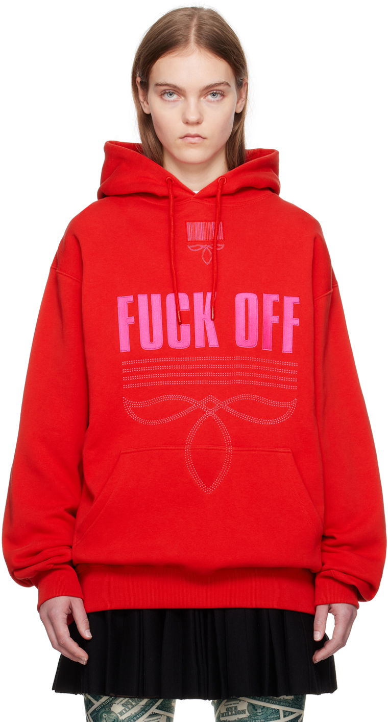 Dukserice VETEMENTS Embroidered Hoodie Crvena | VL20HD280R