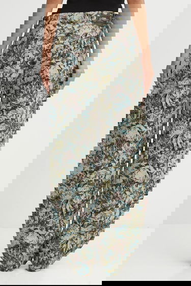Hlače GANNI Tapestry Jacquard Wide Leg High Waist Pants Višebojno | W0777, 2