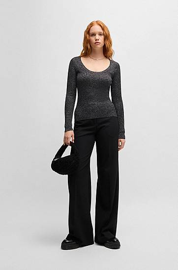 Džemper BOSS Slim-Fit Sparkle Sweater Crna | 50522557, 1