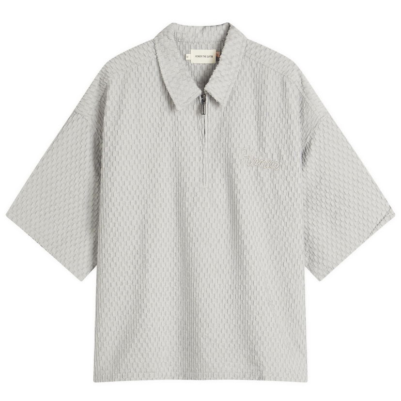 Polo majica Honor The Gift Honor The Gift Textured Knit Zip Polo Siva | HTG250133-GRY