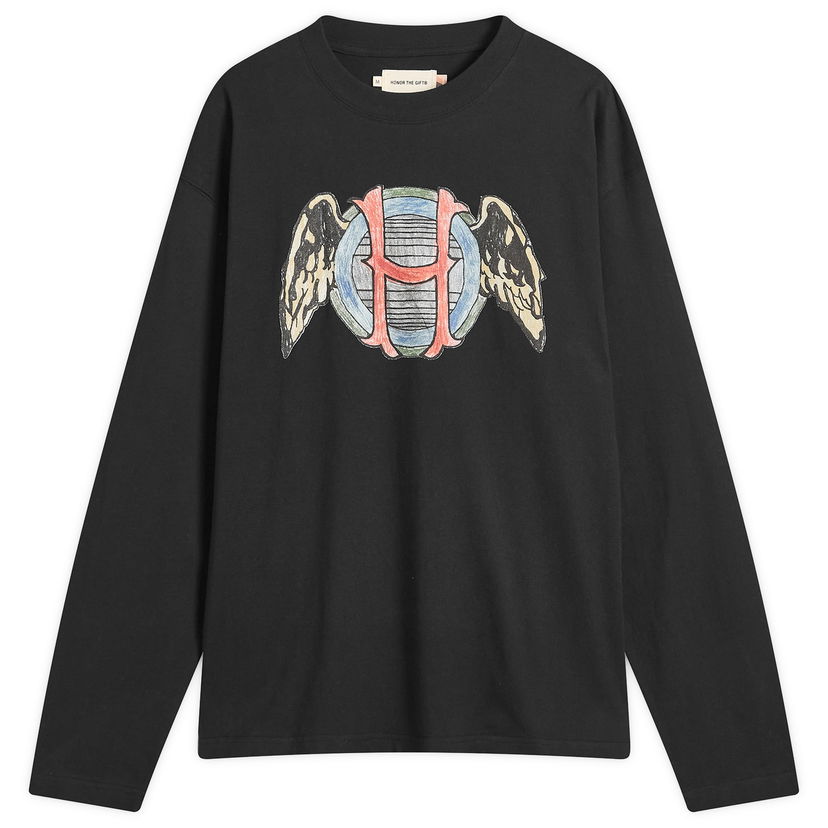Majica kratkih rukava Honor The Gift Honor the Gift Honor Wings Long Sleeve T-Shirt, Size Large Crna | HTG250248-BLK