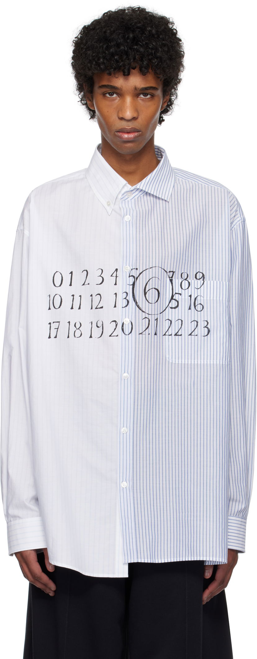 Košulja Maison Margiela MM6 Maison Margiela Numeric Print Asymmetric Shirt Bijela | SH0DT0025 MTN043