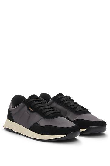 Odjeća BOSS Mixed-Material with Suede Trims Siva | 50536469