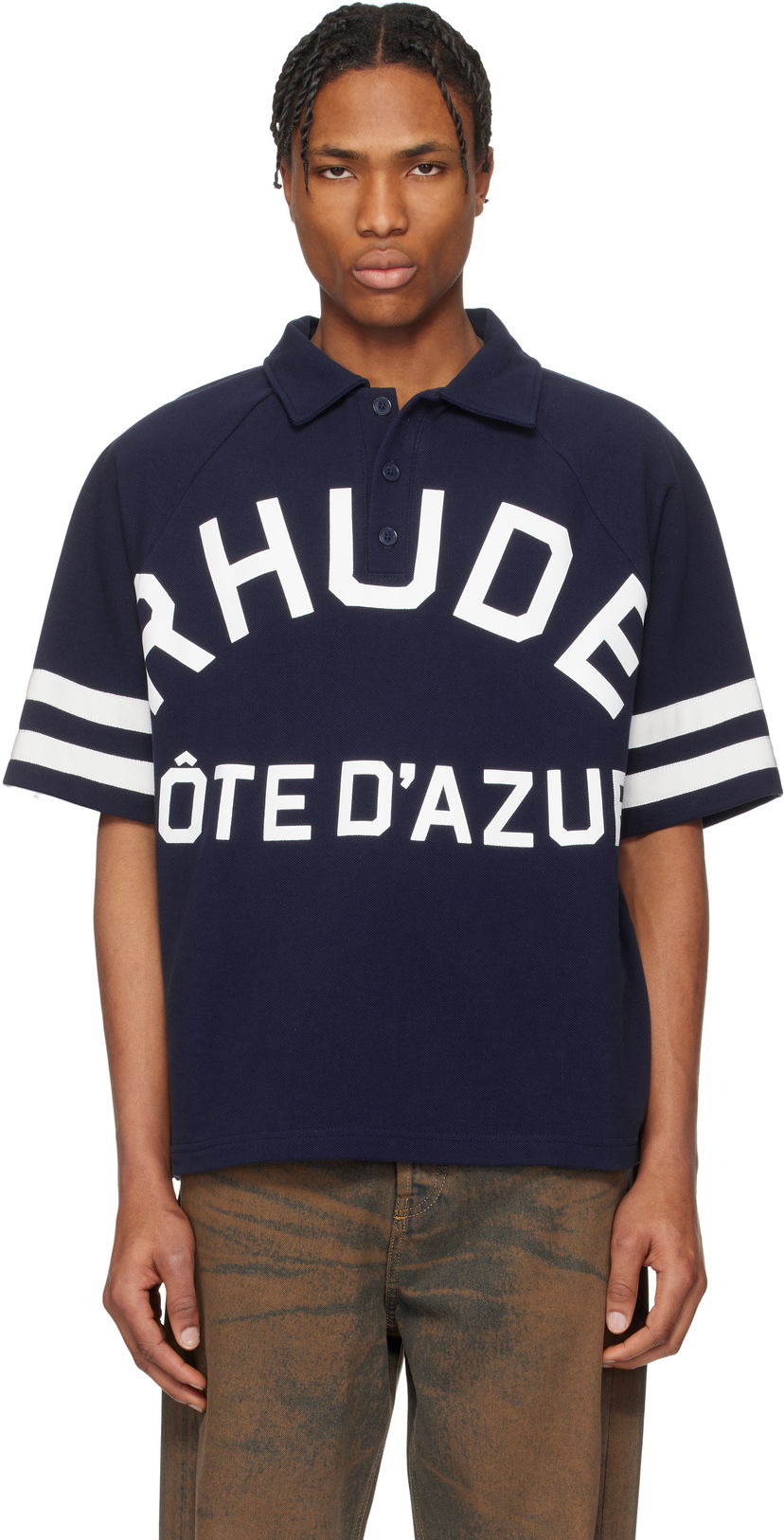 Polo majica Rhude Rhude Piqué Raglan Polo 'Côte D'Azur' Tamnoplava | RHPS25PO02012