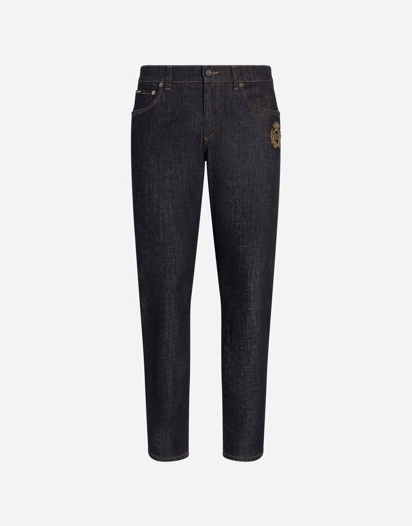 Jeans Dolce & Gabbana Slim-Fit Stretch Cotton Jeans With Patch Plava | GY07CZG8ME9S9001