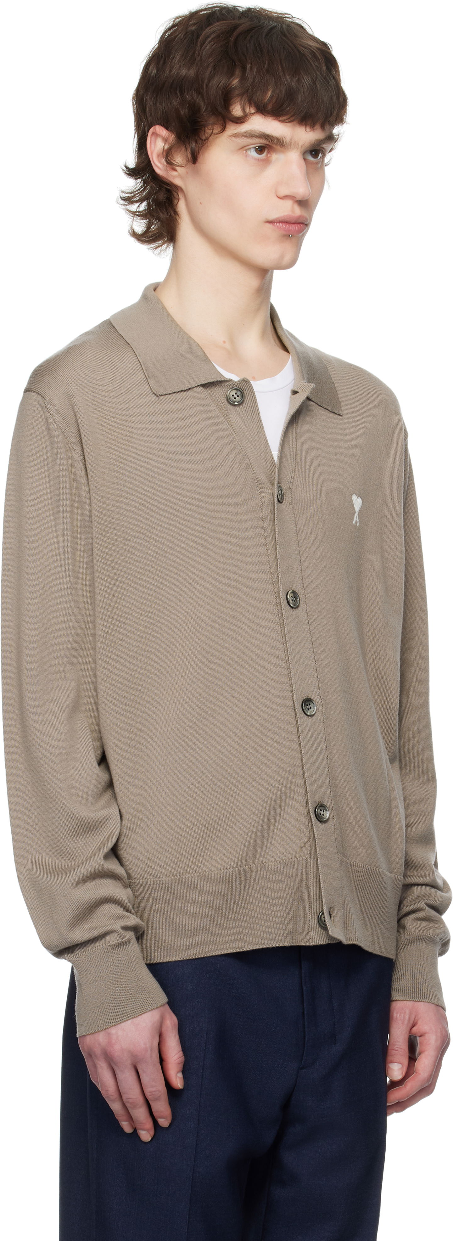 Džemper AMI AMI Paris Ami de Coeur Knit Cardigan Smeđa | HKC221.KN0025, 1