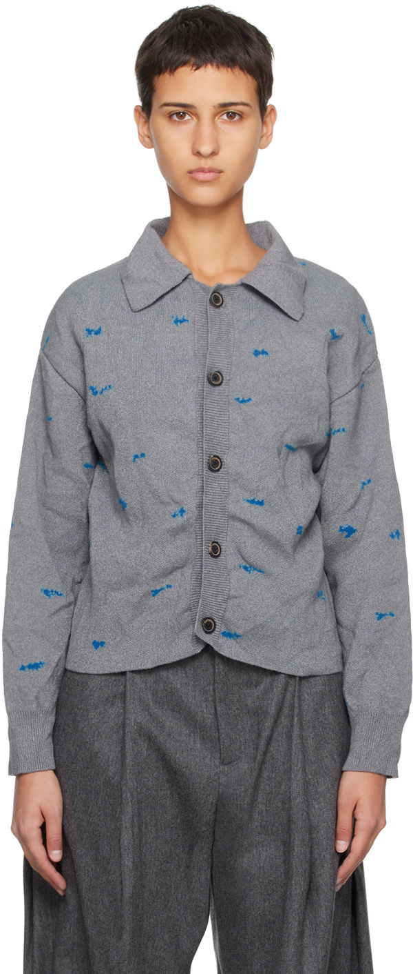 Džemper ADER ERROR Embroidered Button-Up Cardigan Siva | BMADFWKT0703GR