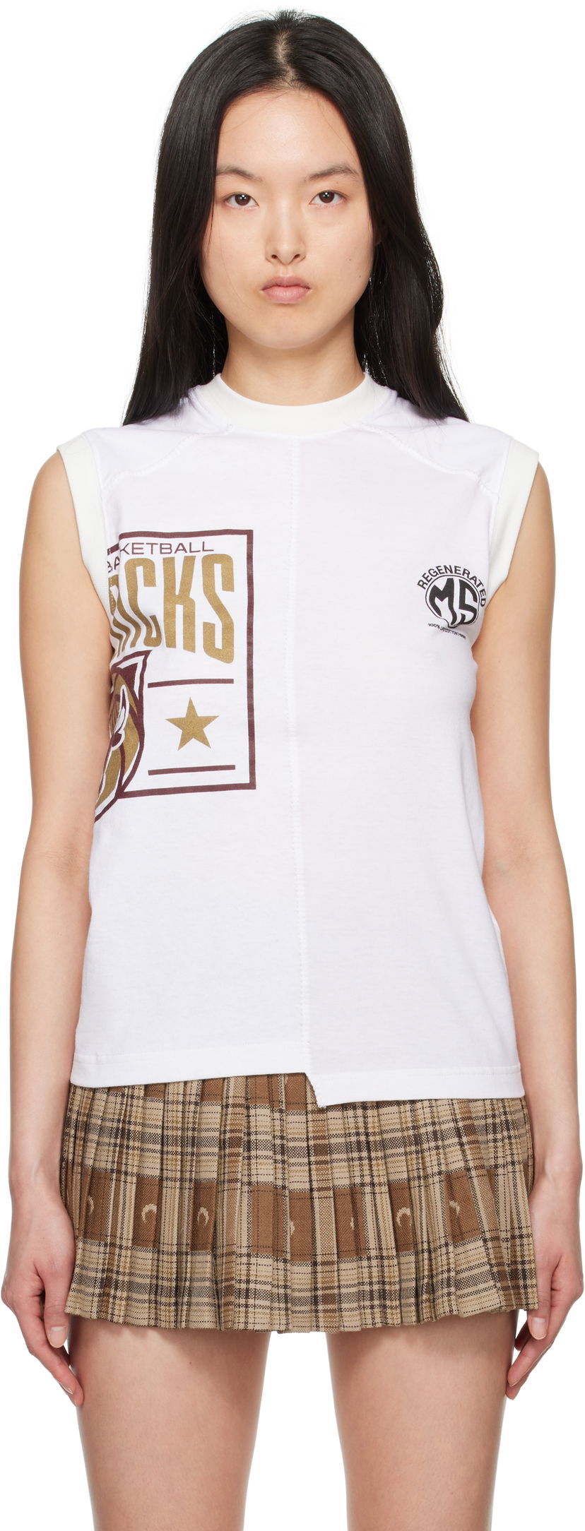 Majica bez rukava Marine Serre Marine Serre Graphic Print Tank Top Bijela | MTT090A UJER0003