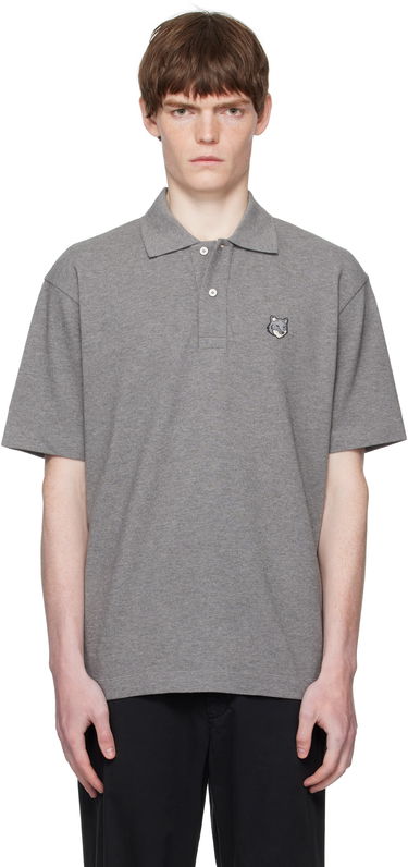 Polo majica MAISON KITSUNÉ Maison Kitsuné Fox Head Patch Polo Siva | PM00210KP0001, 0