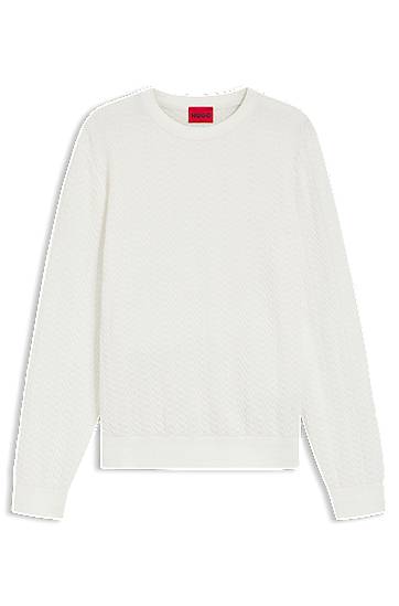 Džemper BOSS Herringbone Knit Sweater Bijela | 50543789