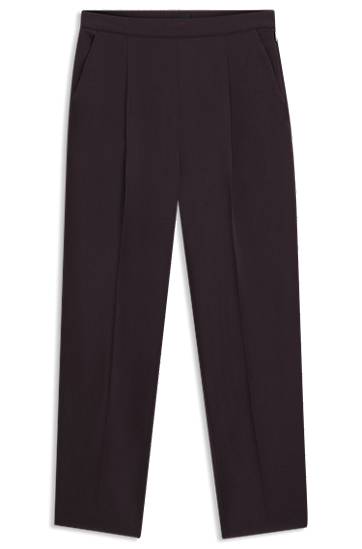 Hlače BOSS Regular-fit Pleated Trousers with Tapered Leg Crna | 50548218, 0