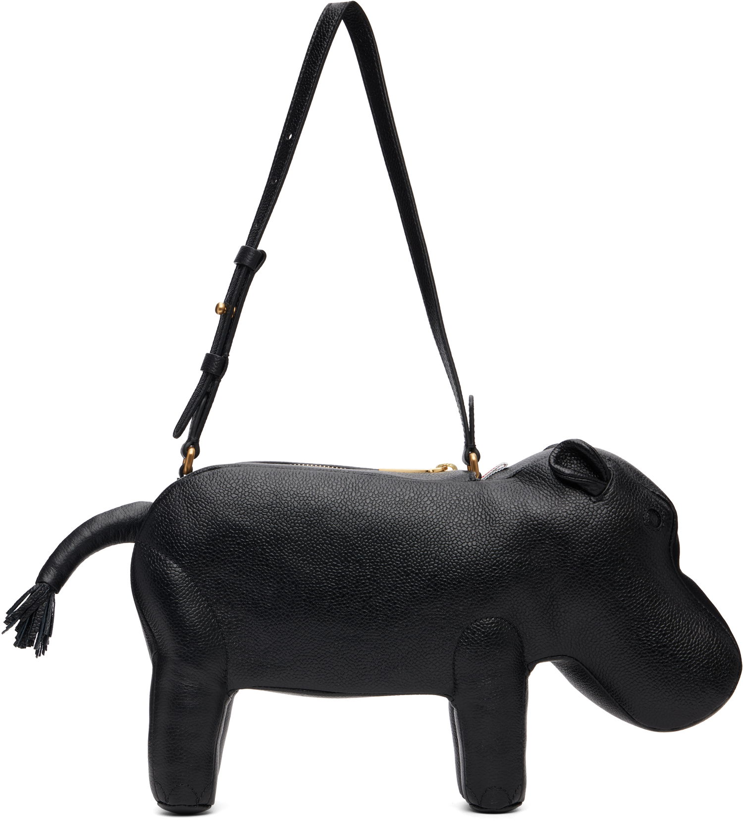 Ručna torbica Thom Browne Thom Browne Pebble Grain Hippo Baguette Bag Crna | UAG226A-00198, 0