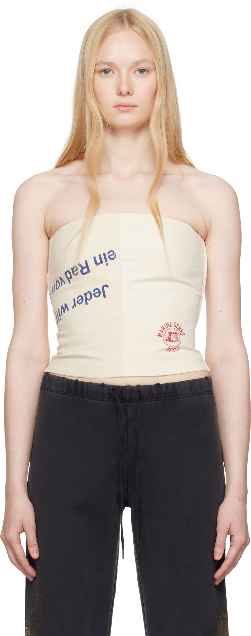 Majica bez rukava Marine Serre Marine Serre Regenerated Bustier Top Bež | WTO436A UWOV0009
