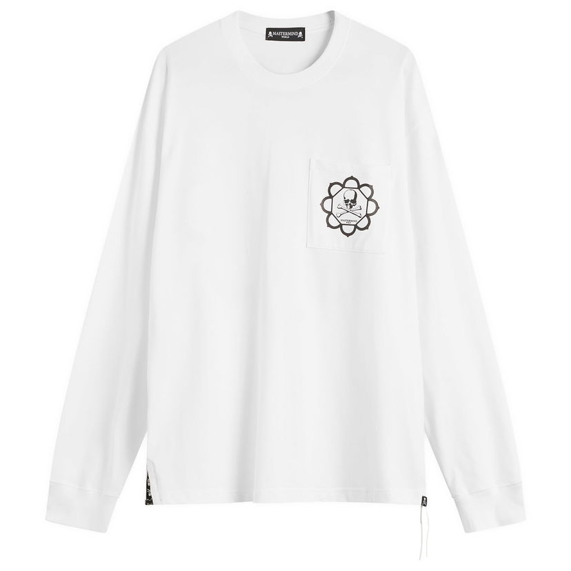 Majica kratkih rukava Mastermind WORLD Skull Emblem Pocket Long Sleeve T-Shirt Bijela | MW25S15-TS066-011