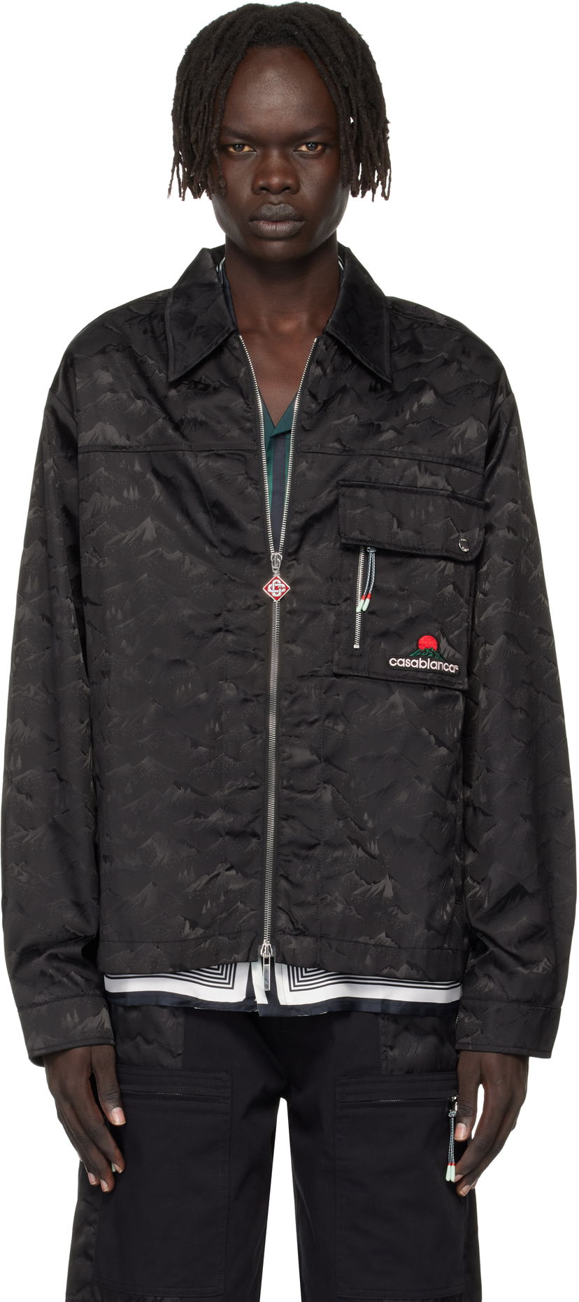 Jakna Casablanca Casablanca Mountain Camo Zip Jacket Crna | MPF25-SH-183-01