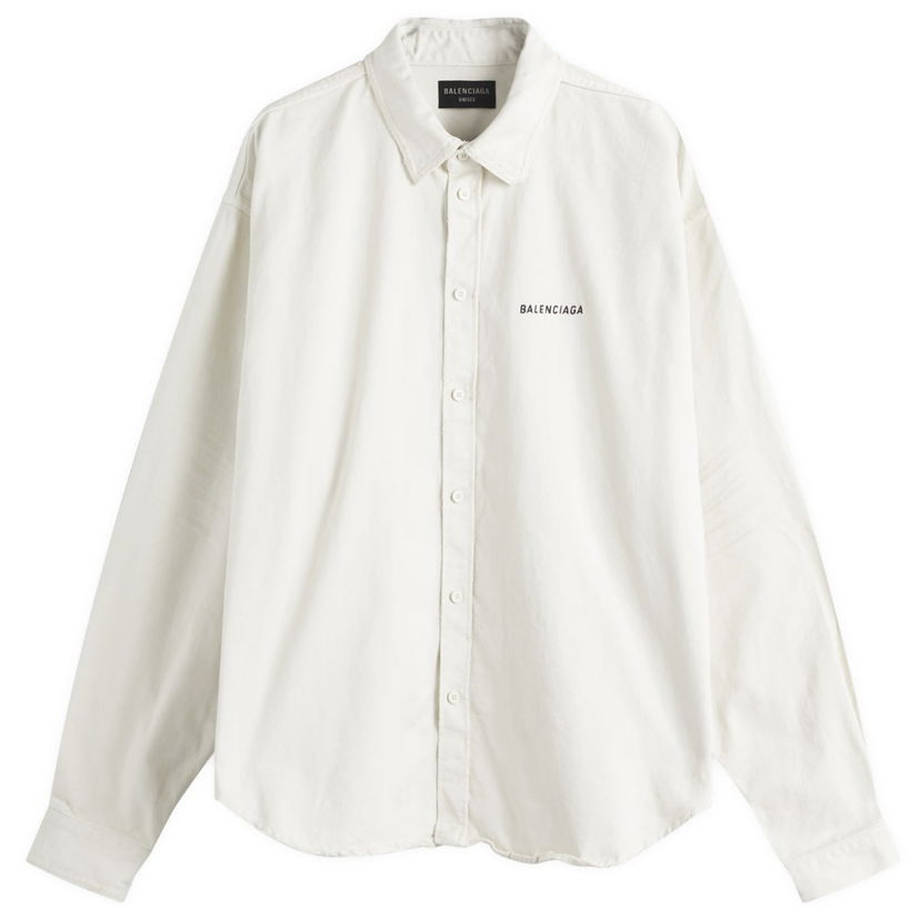 Košulja Balenciaga Balenciaga Long Sleeve Oversized Shirt, Size Large Bijela | 822840-TRWA5-9000