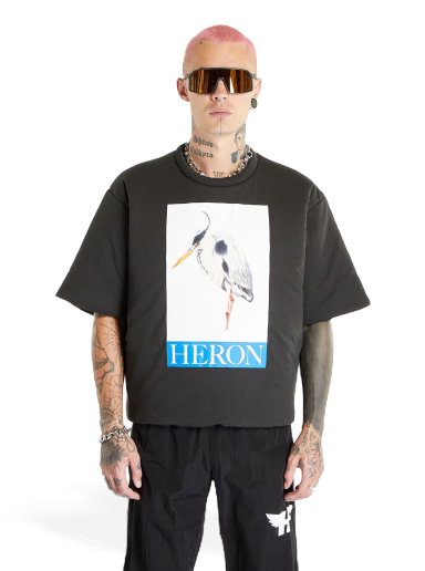 Majica kratkih rukava HERON PRESTON Heron Bird Painted Padded Tee Crna | HMAA033F23JER0011046