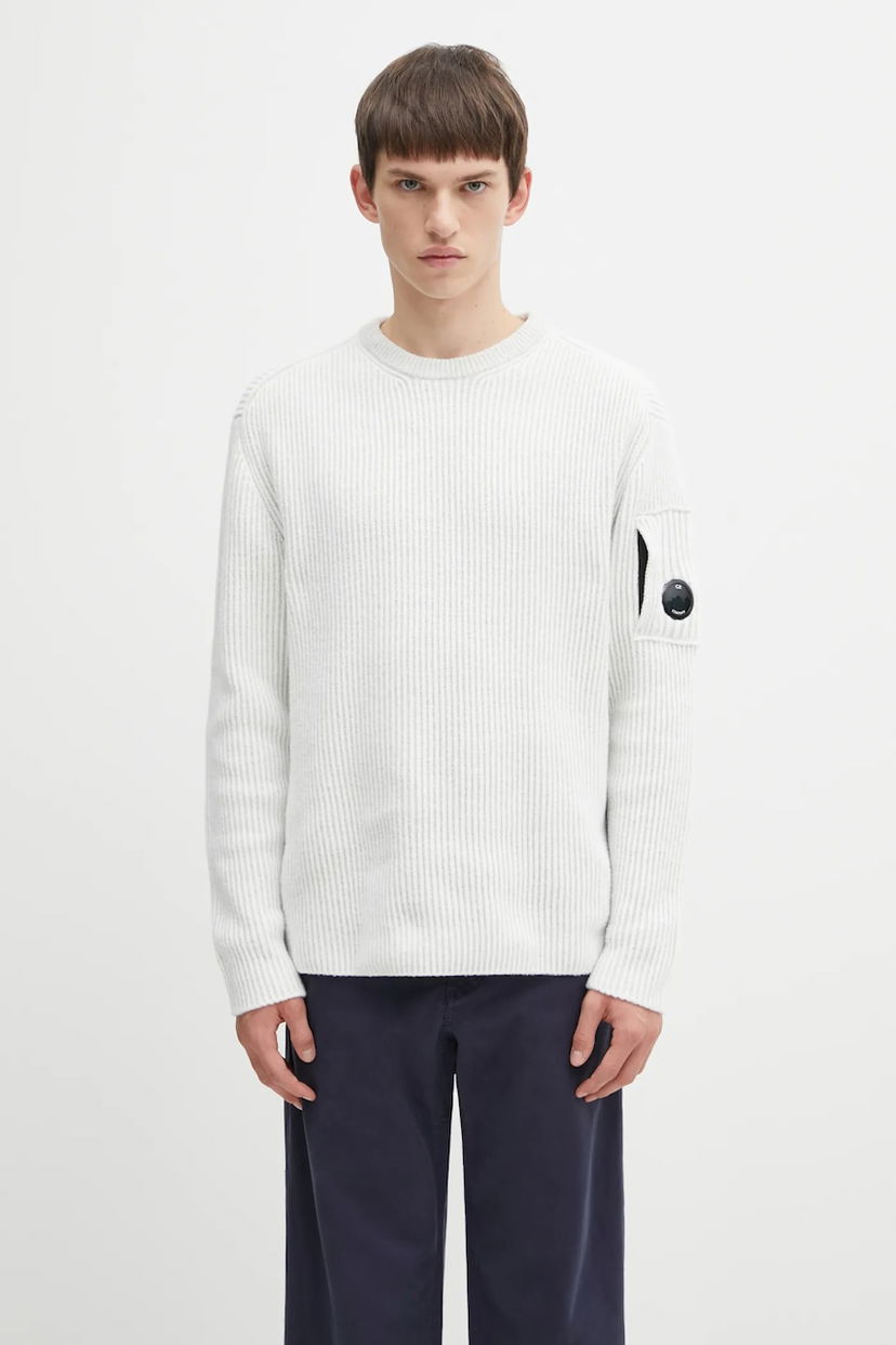 Džemper C.P. Company Ribbed Wool Blend Crew Neck Sweater Bijela | 19CMKN307A006170A