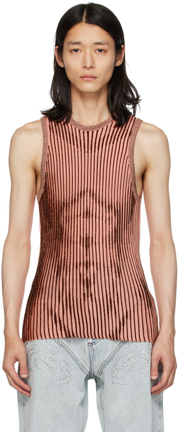 Majica bez rukava Jean Paul Gaultier Jean Paul Gaultier Metallic Ribbed Tank Top Ružičasta | 23/12-H-TO059-M045-2160, 0