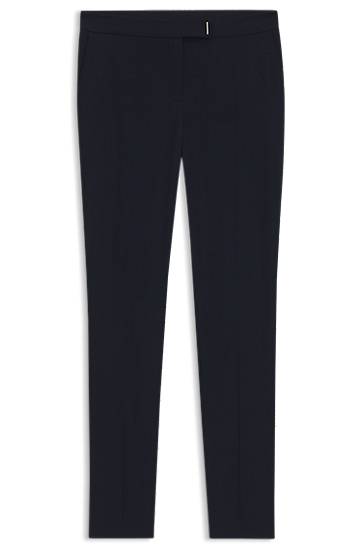 Hlače BOSS Slim-Fit Trousers with Slit Hems Tamnoplava | 50541990