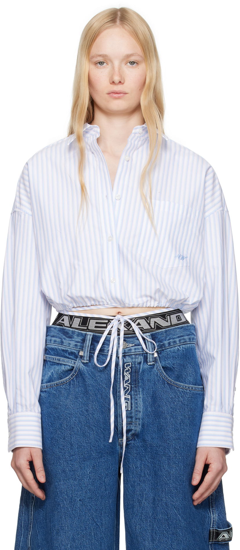 Košulja Alexander Wang Alexander Wang.t Oxford Wrap Cropped Shirt Plava | 4WC2251000