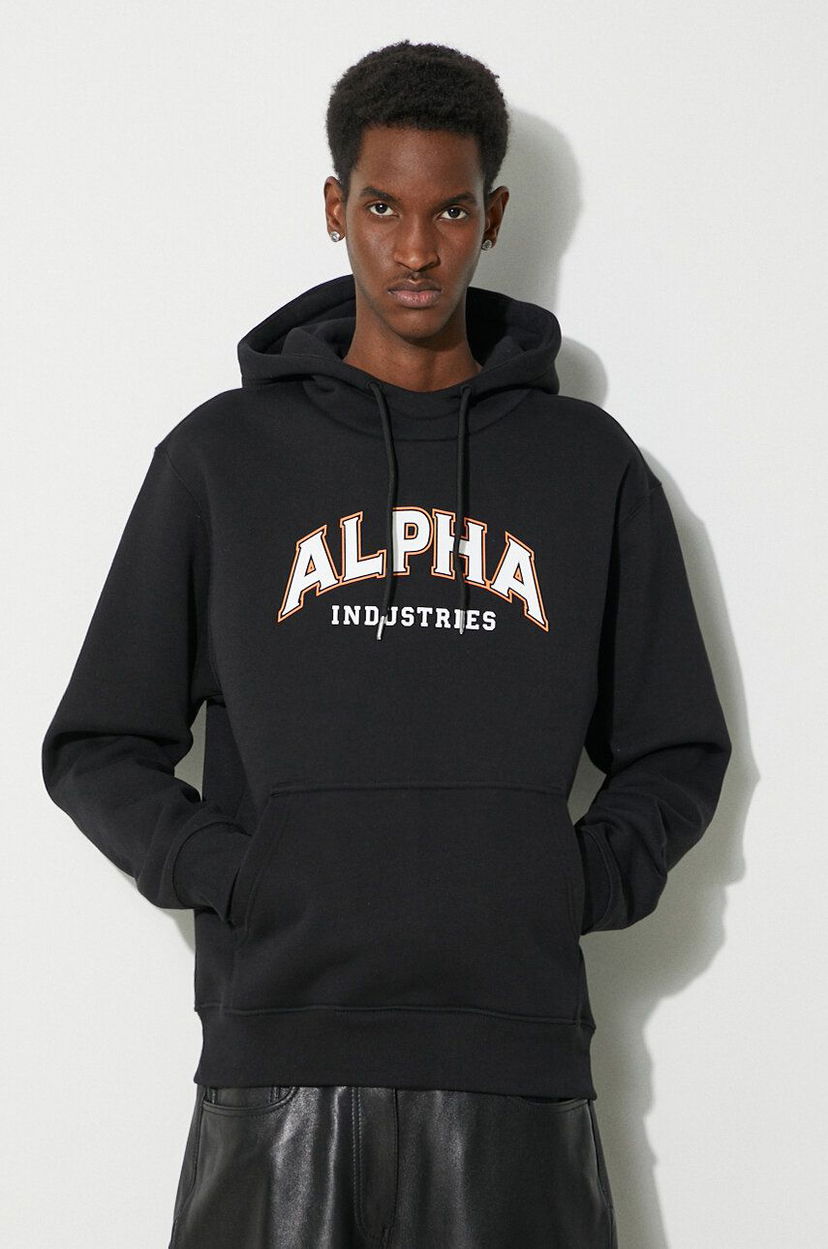 Dukserice Alpha Industries Hoodie With Print Crna | 146331