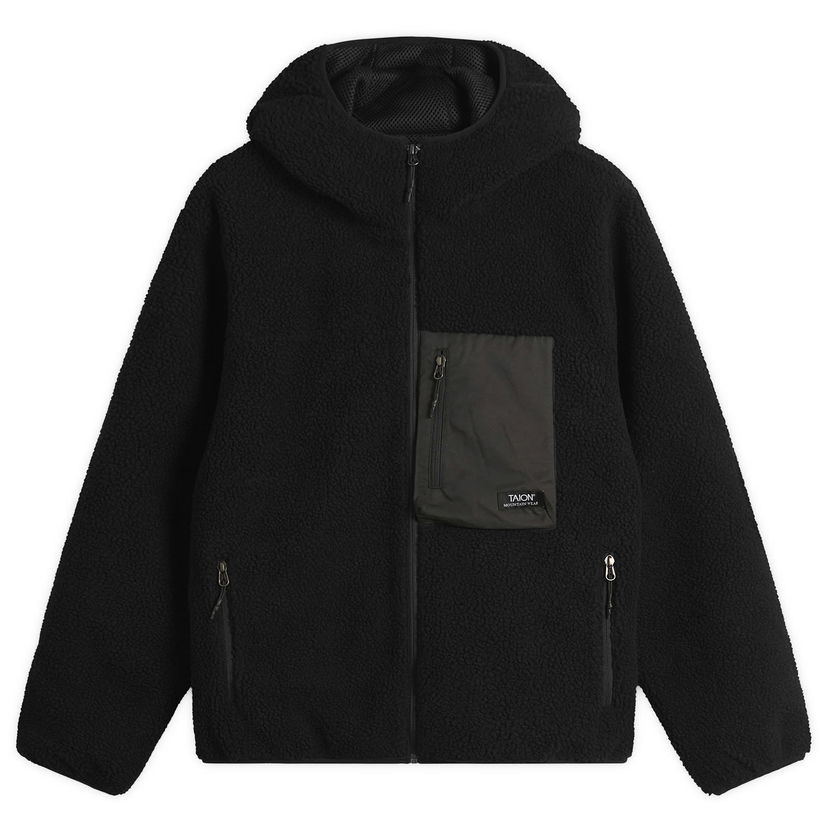 Jakna TAION Mountain Boa Hooded Fleece Jacket Crna | TAION-106NDMBMT-BKBK
