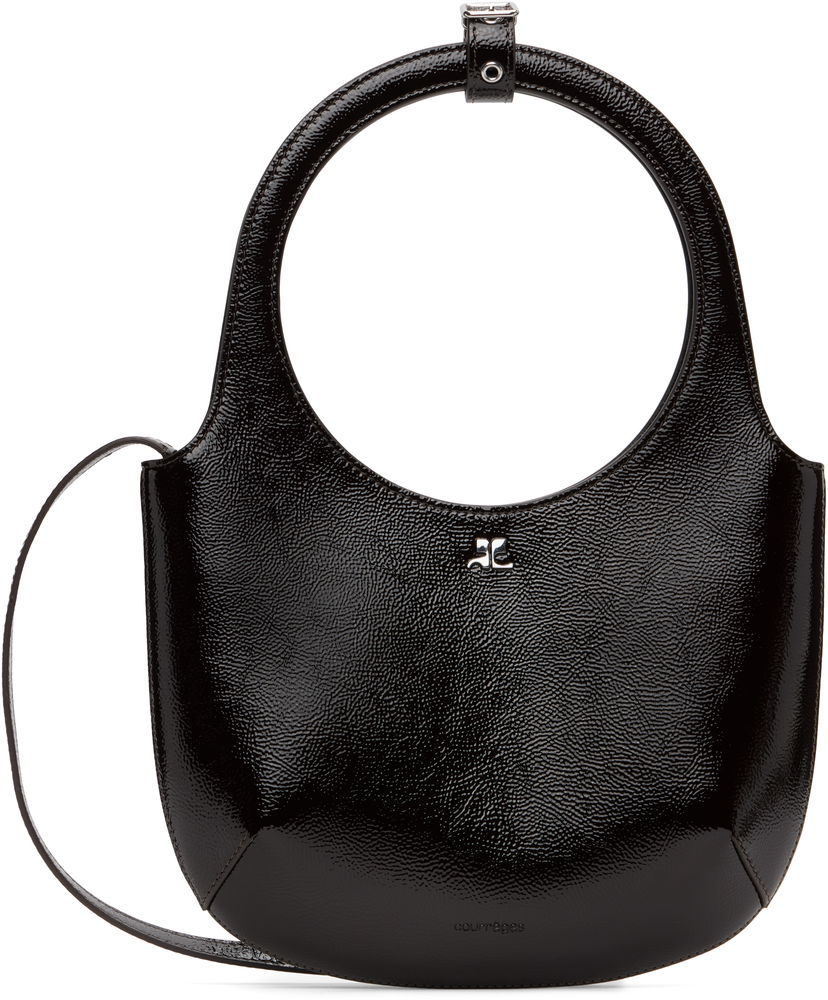 Torba za rame Courrèges Courrèges Holy Naplack Leather Shoulder Bag Crna | 325GSA102CR0043