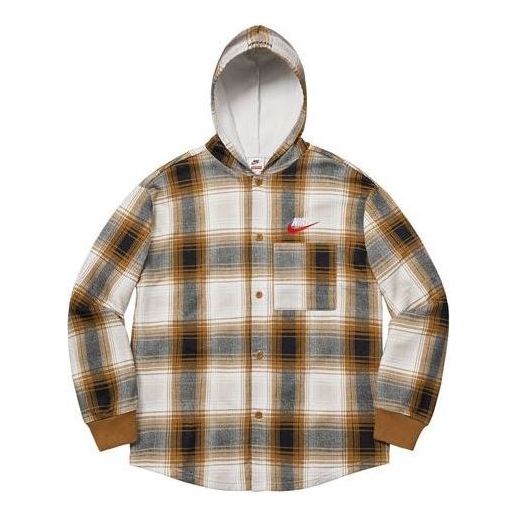 Košulja Supreme Nike x  Plaid Hooded Shirt Smeđa | SUP-FW18-519