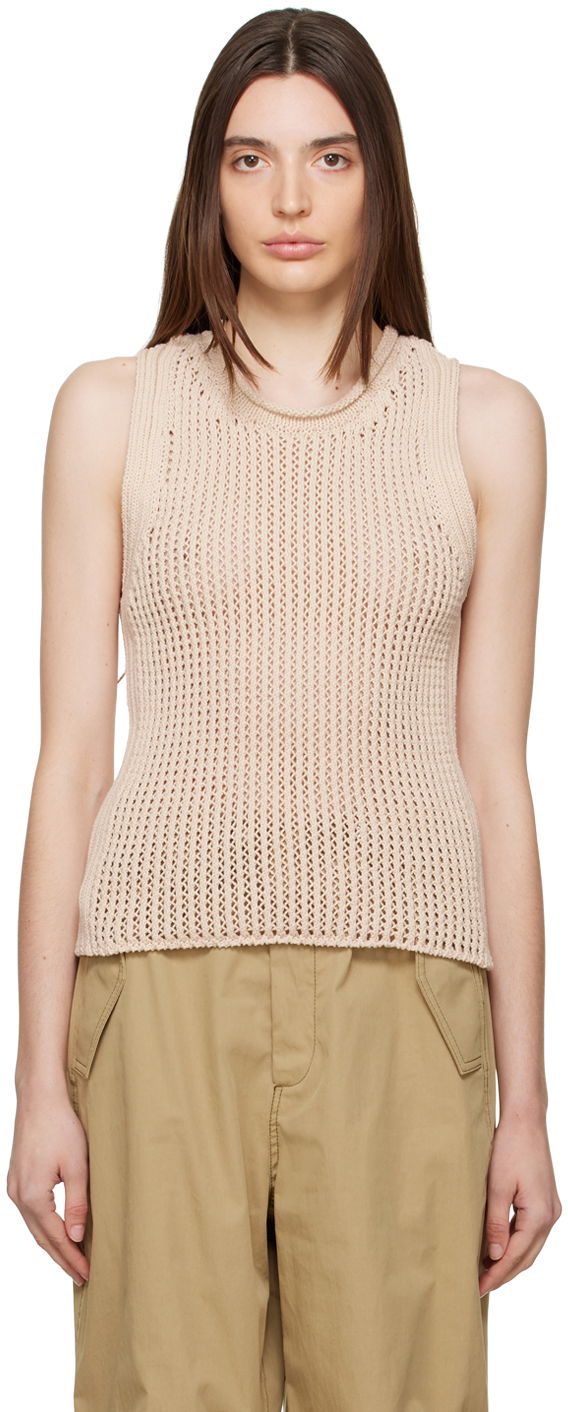 Majica bez rukava Dion Lee Sleeveless Grid Knit Top Bež | C7167R23