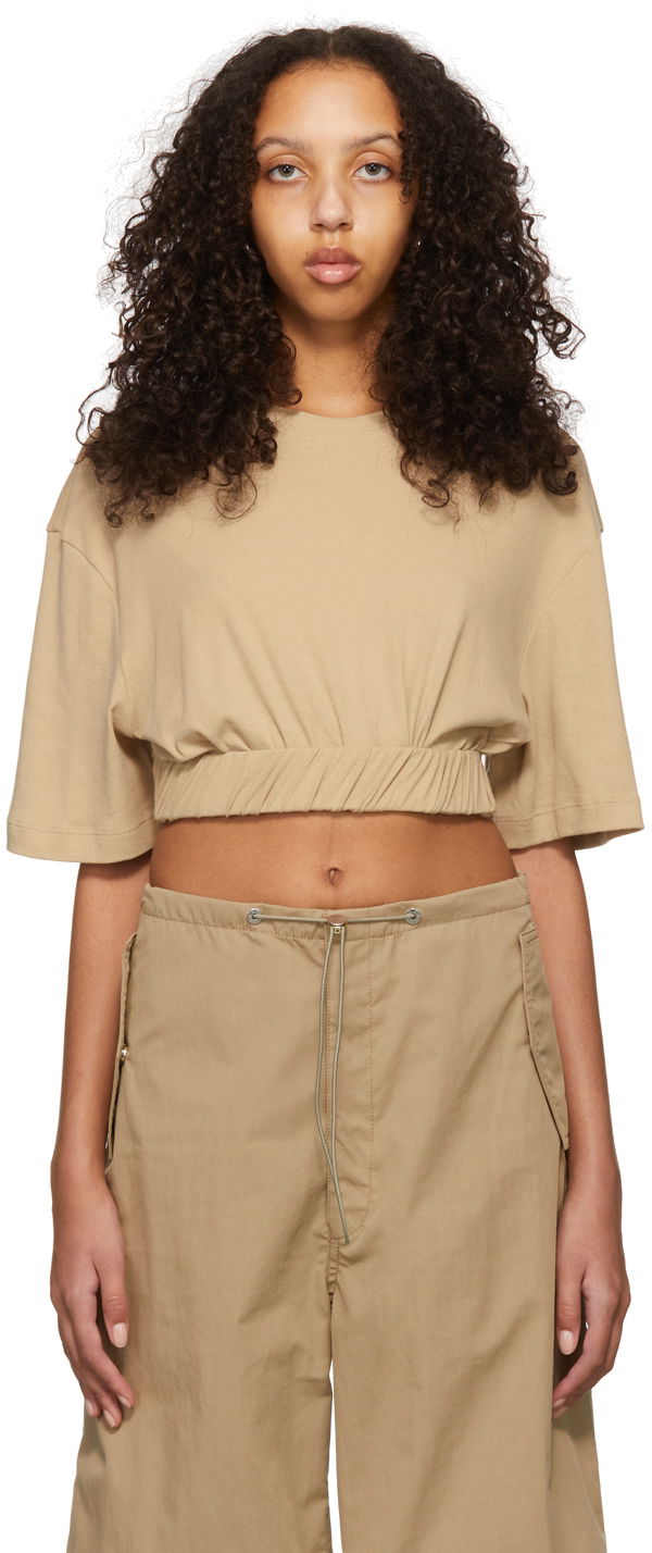 Crop top Dion Lee Cotton Cropped T-Shirt Bež | A3534S22