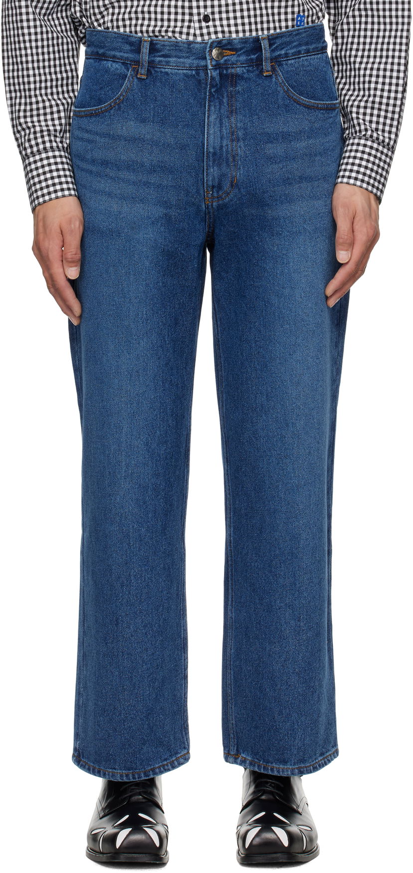 Jeans ADER ERROR ADER error Sig; TRS Tag 01 Wide-Leg Jeans Plava | BO42FYJE0101BL