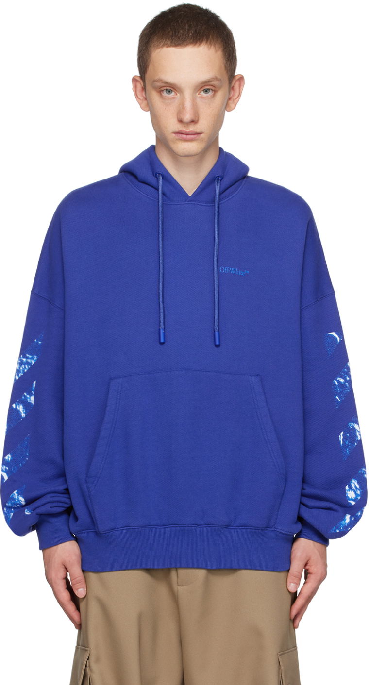 Dukserice Off-White Over Hoodie Plava | OMBB118F23FLE0066969