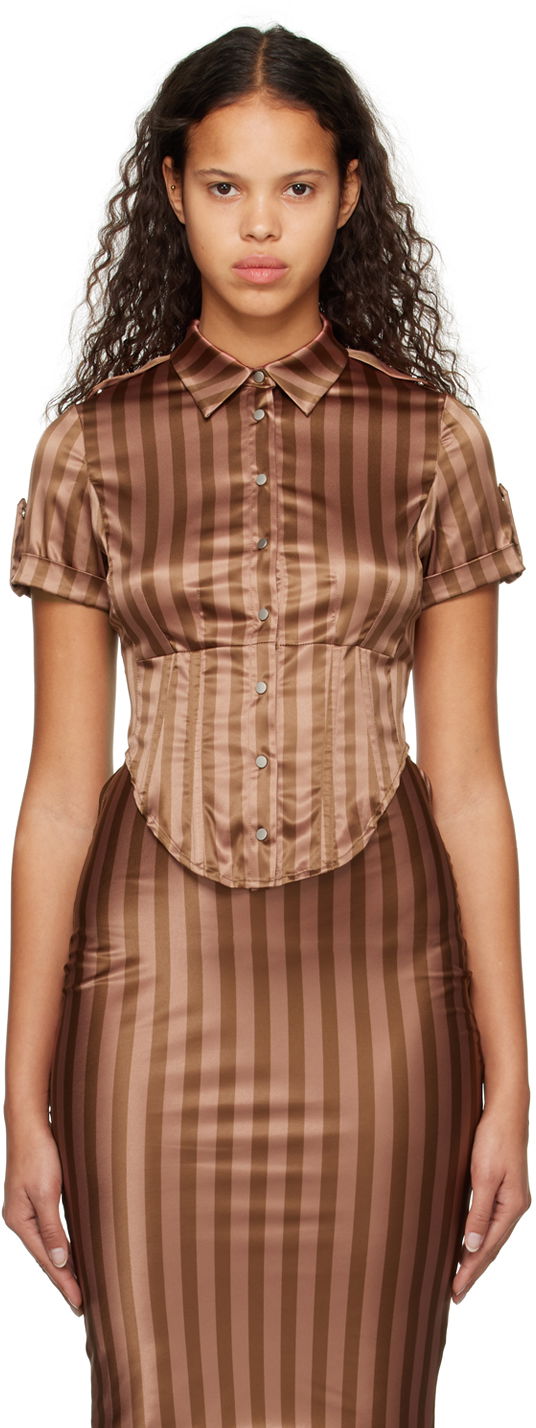 Košulja Miaou Miaou Work Capsule Max Striped Shirt Smeđa | 7072SS3DVC