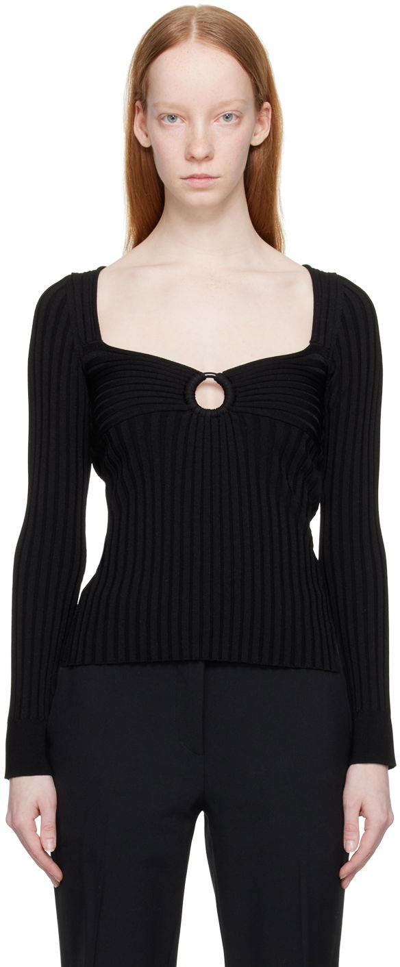 Džemper Stella McCartney Ribbed Ring Detail Top Crna | 6K02933S2375