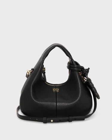 Ručna torbica GANNI Grained Leather Mini Hobo Bag Crna | A6976-099, 0