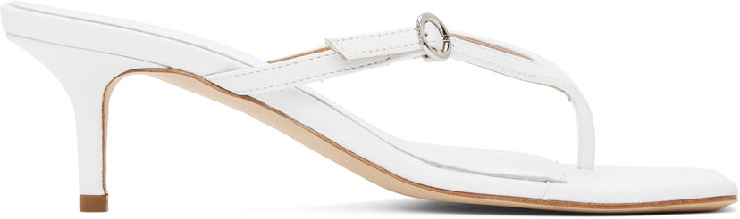 Dodaci Aeyde Aeyde Leigh Leather Toe-Post Heeled Sandals Bijela | A11-HS-GAIS55TB162-SS25-1020-007