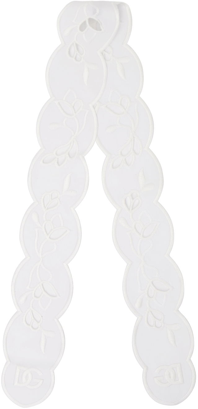 Šal Dolce & Gabbana Dolce&Gabbana Broderie Anglaise Headscarf Bijela | FS215ZGDCL5