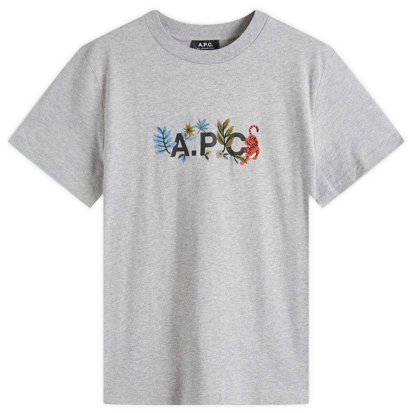 Majica kratkih rukava A.P.C. Men's Auguste Nature Logo T-Shirt, Size Small Siva | COBQX-M26497-PLA